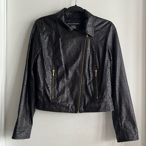 Moto Jacket women’s, medium, black crop faux leather size 8